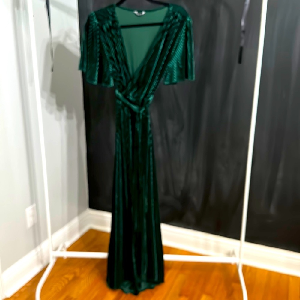 Green Velvet Wrap Dress Sz XL